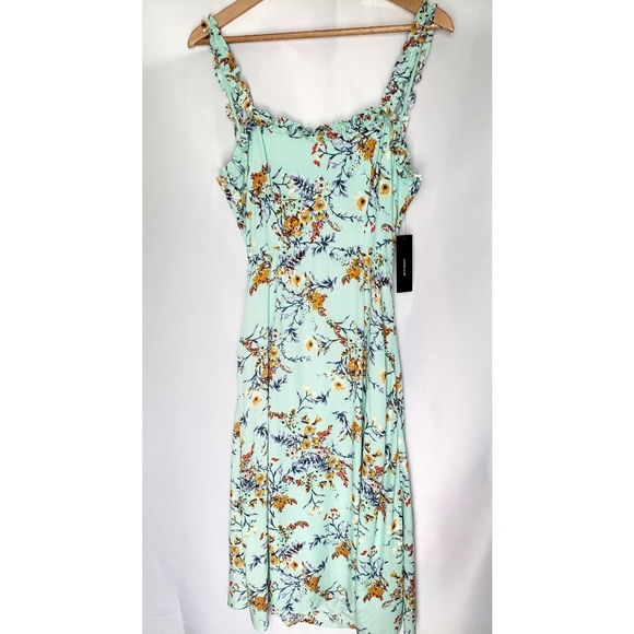 Lulus NWT Sunny Meadow Sage Floral Tie-Back Dress - Picture 3 of 8
